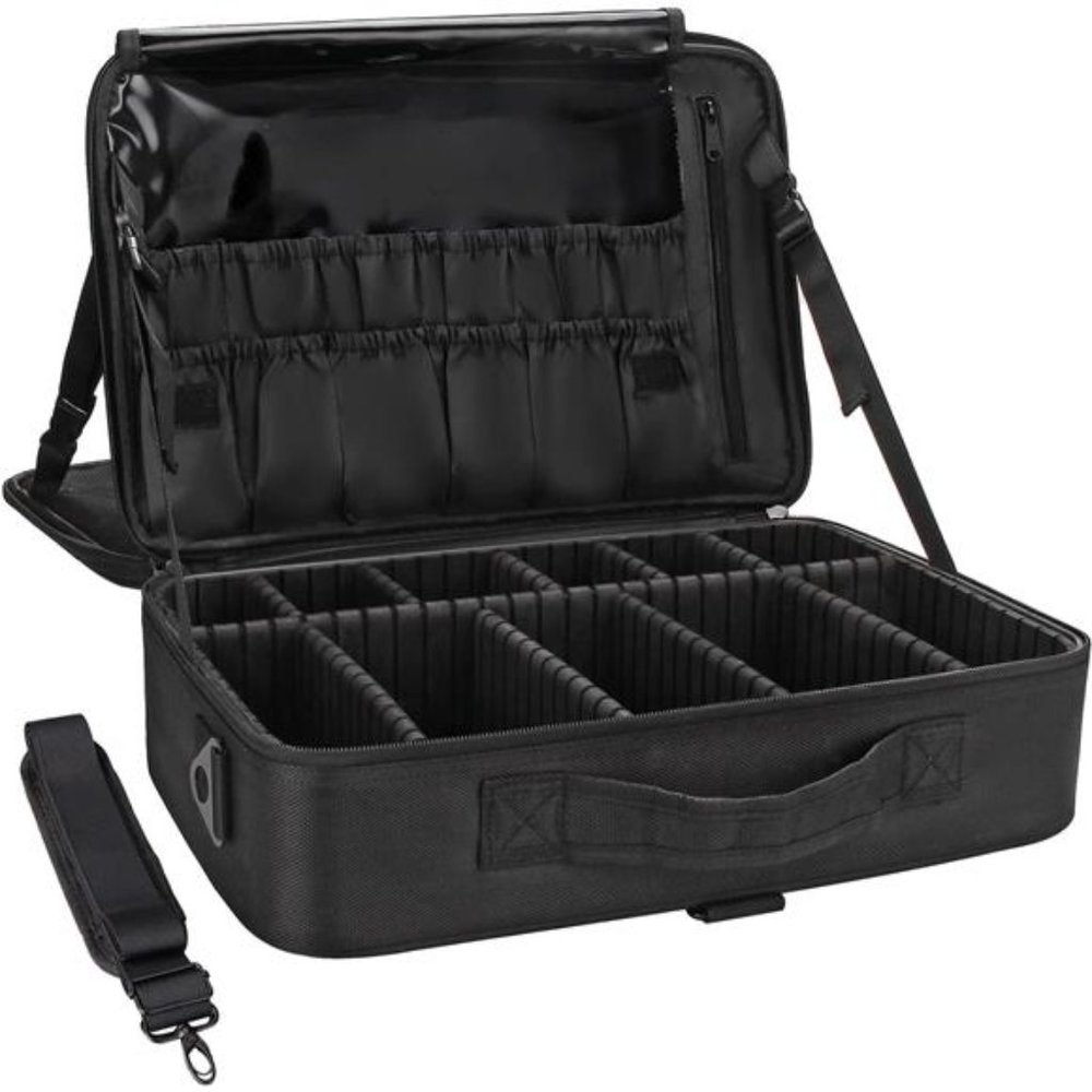 Large Capacity Makeup Case 3 Layers Cosmetic Organizer Brush Bag 16.5''Makeup